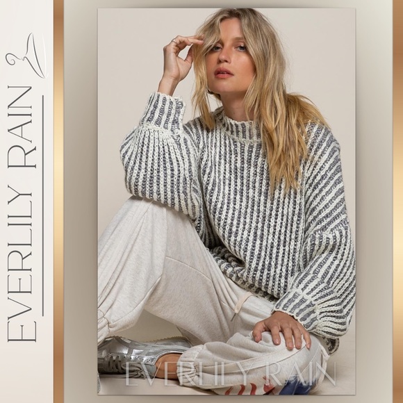 LAST ONE! POL Cozy Handmade Weave Striped Sweater - Picture 4 of 12